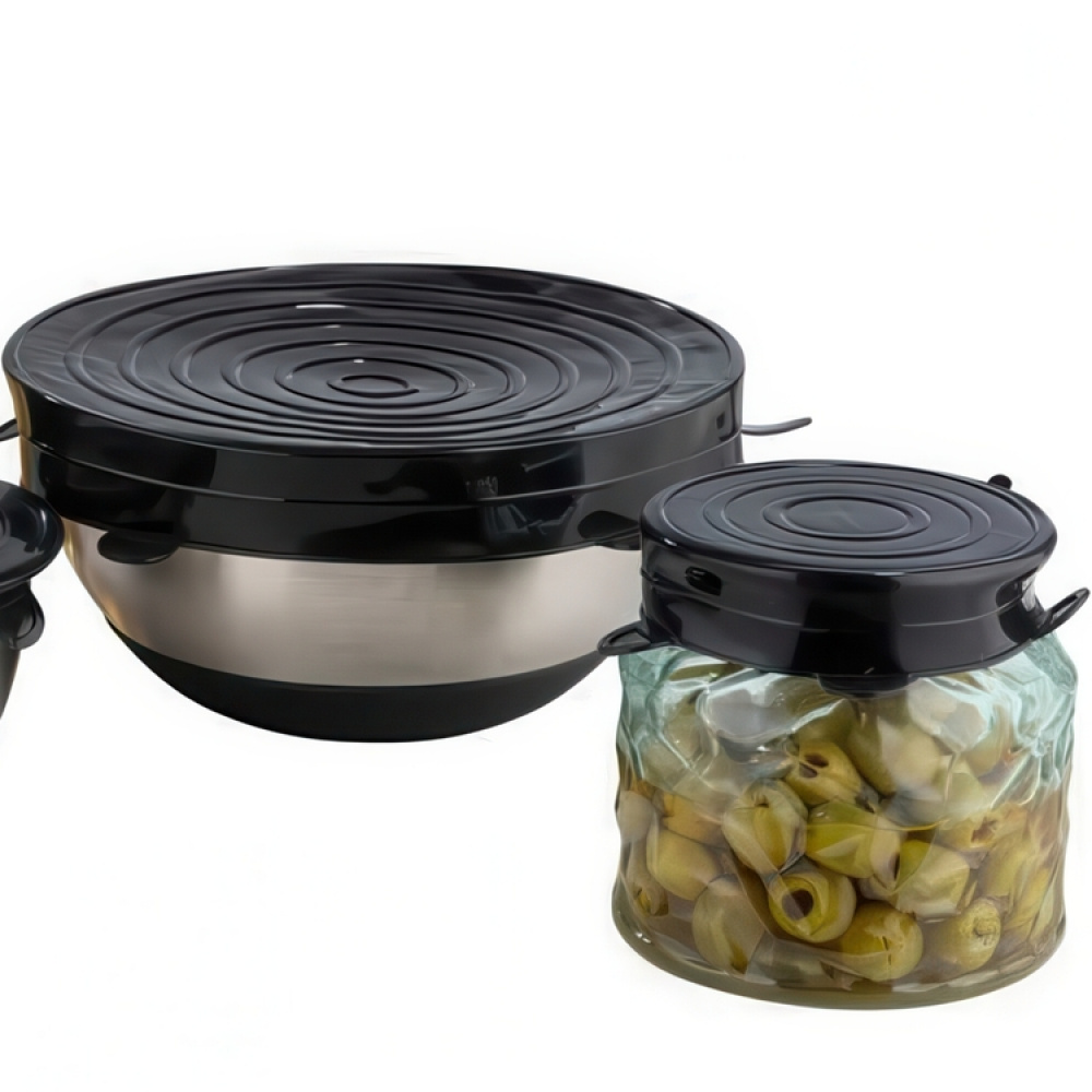 Expandable, airtight lids, Set of 6, SILICONE STRETCH TOPS, Black in the group Storage / Kitchen storage at SmartaSaker.se (40571)