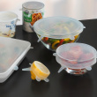 Expandable, airtight lids, Set of 6, SILICONE STRETCH TOPS, Transparent