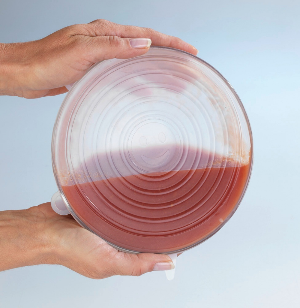 Expandable, airtight lids, Set of 6, SILICONE STRETCH TOPS, Transparent in the group Storage / Kitchen storage at SmartaSaker.se (40572)