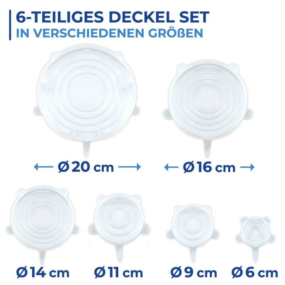 Expandable, airtight lids, Set of 6, SILICONE STRETCH TOPS, Transparent in the group Storage / Kitchen storage at SmartaSaker.se (40572)