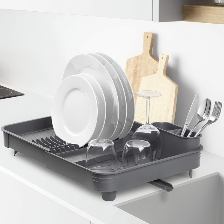 Expandable Dish Drainer, ESCURREPLATOS, 36 x 32 - 51 x H 9,5 cm, Grey in the group Storage / Kitchen storage / Dish racks and sink accessories at SmartaSaker.se (40573)