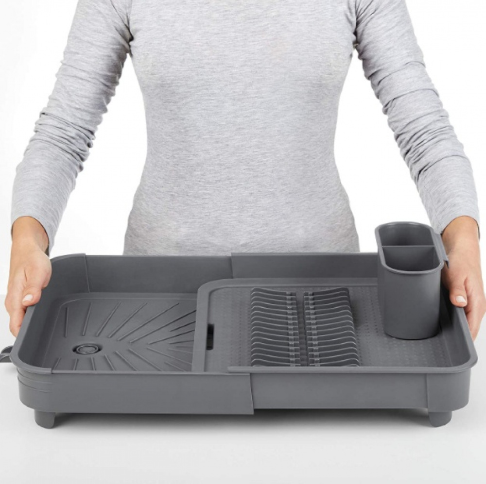 Expandable Dish Drainer, ESCURREPLATOS, 36 x 32 - 51 x H 9,5 cm, Grey in the group Storage / Kitchen storage / Dish racks and sink accessories at SmartaSaker.se (40573)