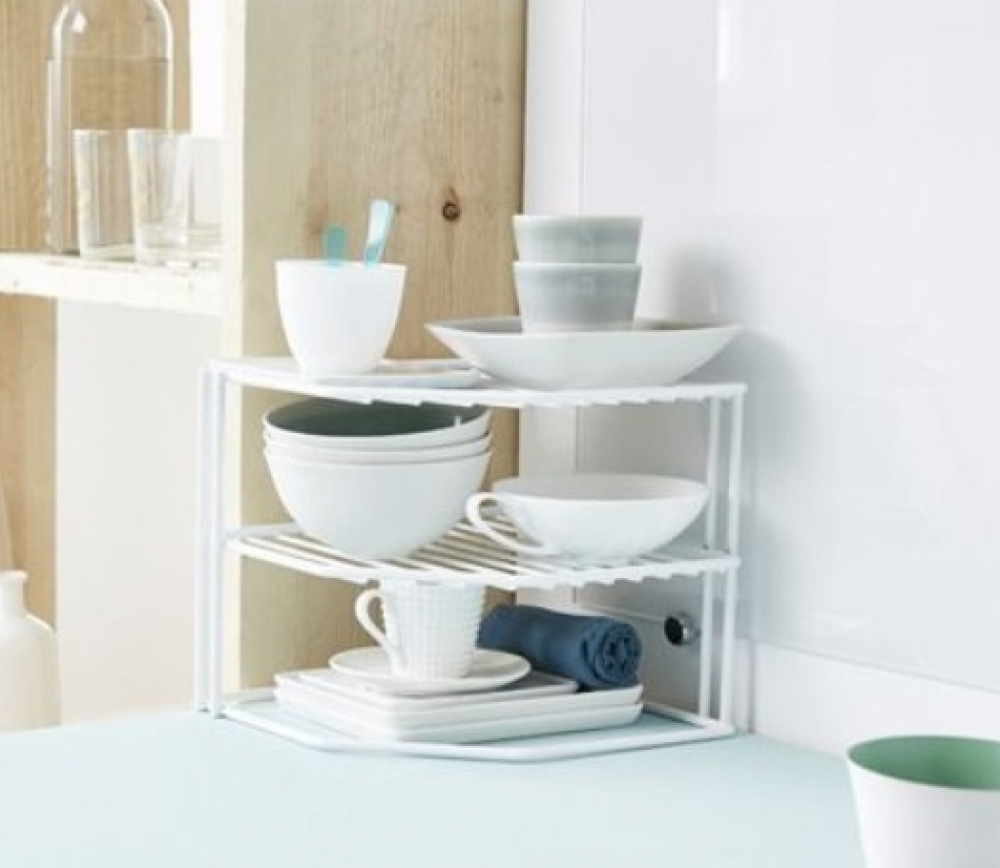 Extra shelf with 3 shelves, CORNER SHELF, 24 x 23 x H 20,5 cm, White in the group Storage / Kitchen storage / Kitchen cabinet organizers at SmartaSaker.se (40582)