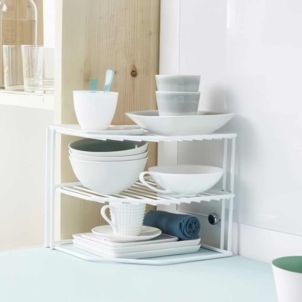 Extra shelf with 3 shelves, CORNER SHELF, 24 x 23 x H 20,5 cm, White in the group Storage / Kitchen storage / Kitchen cabinet organizers at SmartaSaker.se (40582)
