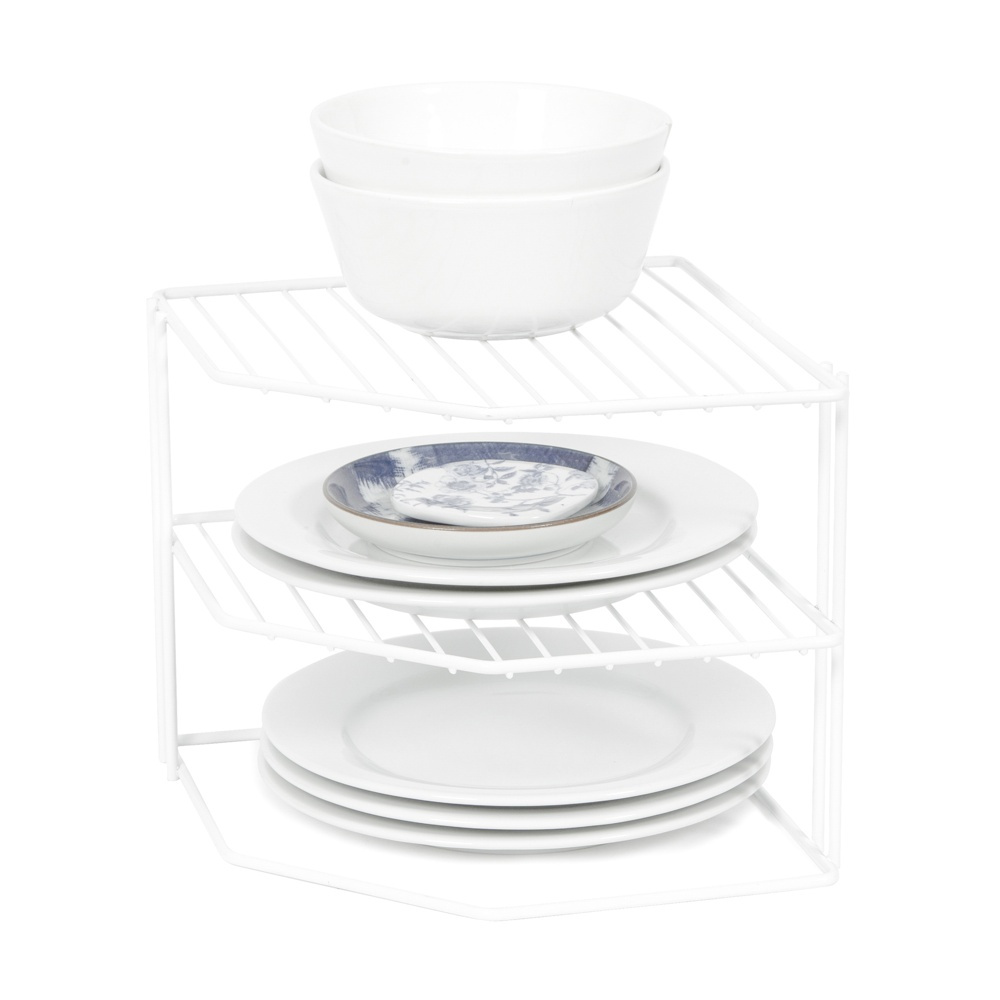 Extra shelf with 3 shelves, CORNER SHELF, 24 x 23 x H 20,5 cm, White in the group Storage / Kitchen storage / Kitchen cabinet organizers at SmartaSaker.se (40582)