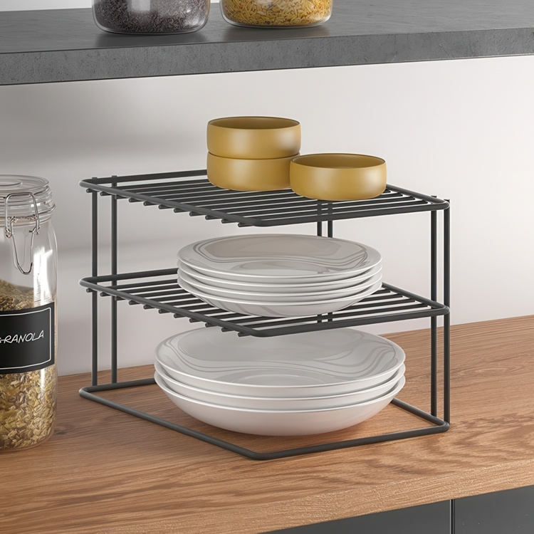 Extra shelf for corners, PALIO LAVA 2-TIER, 25 x 25 x H 19 cm, Black in the group Storage / Kitchen storage at SmartaSaker.se (40595)