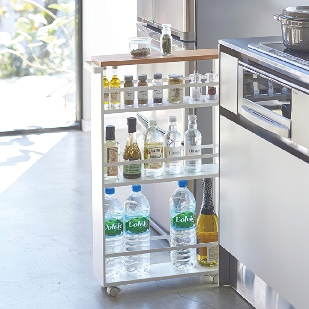 Narrow open storage trolley, TOWER SLIM TROLLEY, 13 x 47,5 x H 80,5 cm in the group Storage / Kitchen storage at SmartaSaker.se (40596)