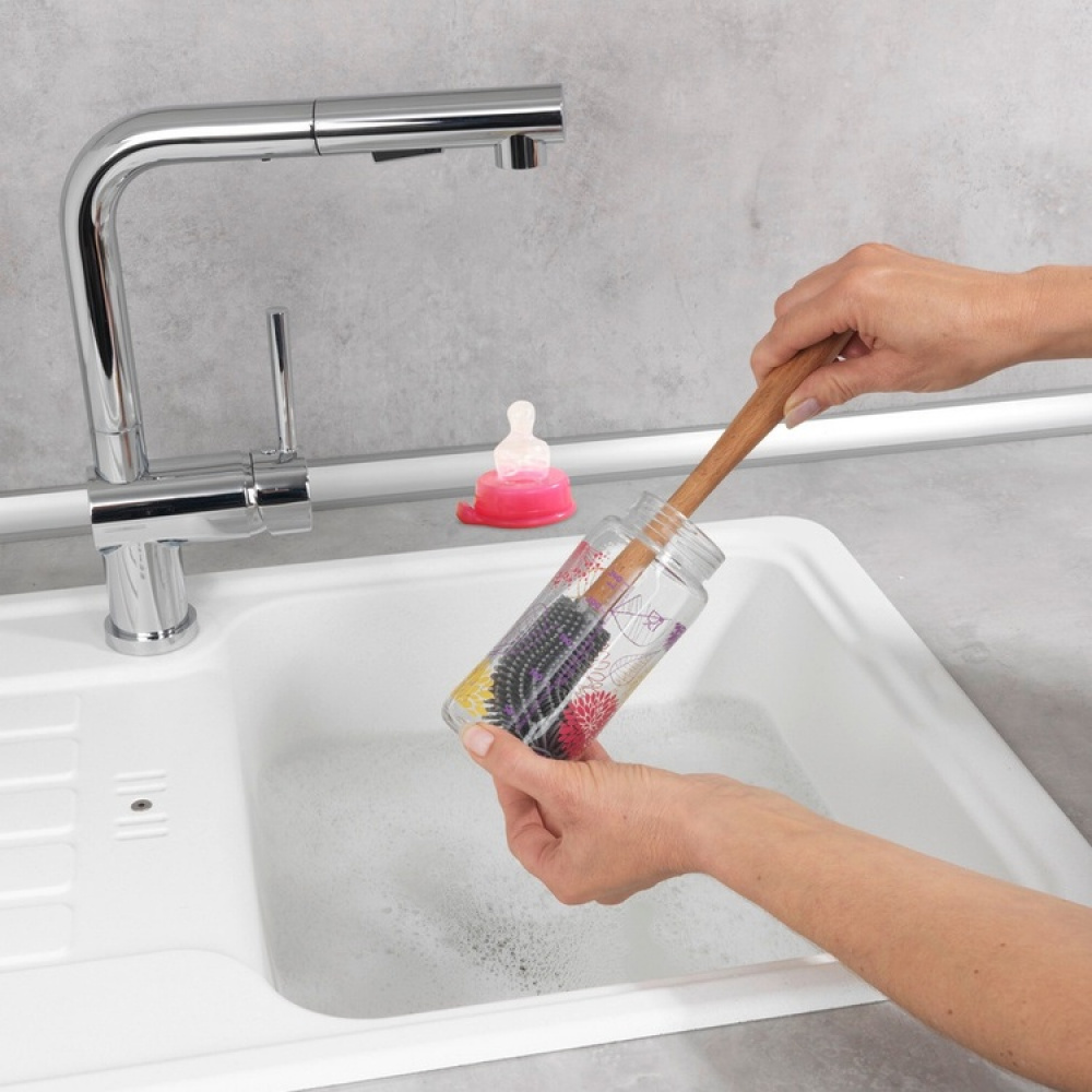 Bottle brush with bendable silicone tip, FLEXKOPF, Ø 4,5 x H 30 cm, Grey / nature in the group Storage / Kitchen storage / Dish racks and sink accessories at SmartaSaker.se (40600)