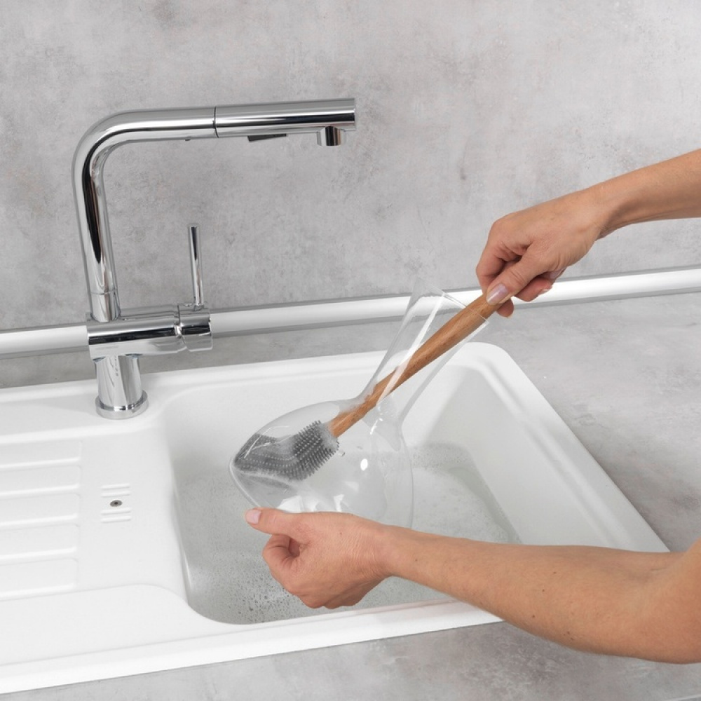 Bottle brush with bendable silicone tip, FLEXKOPF, Ø 4,5 x H 30 cm, Grey / nature in the group Storage / Kitchen storage / Dish racks and sink accessories at SmartaSaker.se (40600)