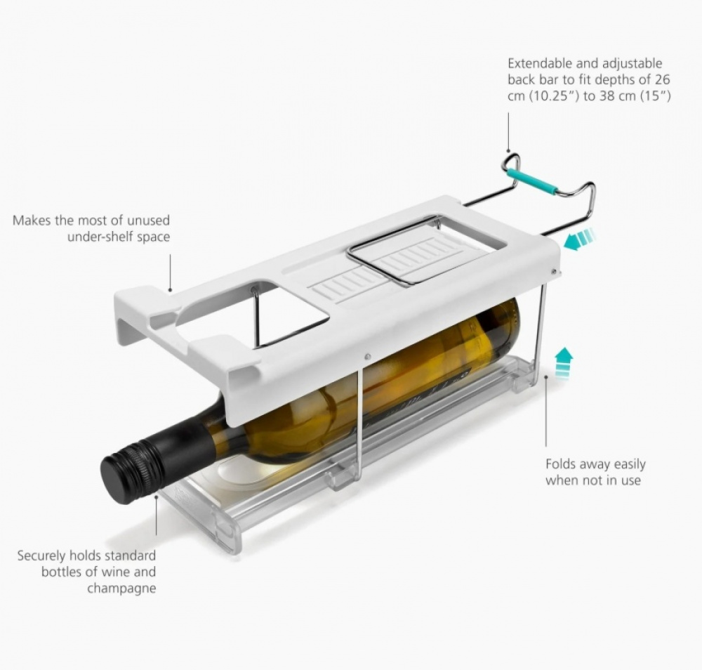 Under Shelf Drawer, JOSEPH JOSEPH FRIDGE BOTTLE HOLDER, Transparent / white in the group Storage / Kitchen storage / Fridge storage at SmartaSaker.se (40601)