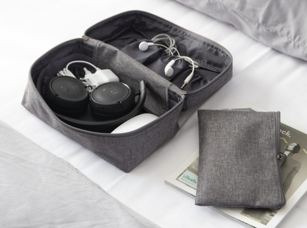 Travel Accessories Bag with extra pouch, BIGSO, Grey in the group Storage / Bathroom storage / Makeup storage at SmartaSaker.se (40607)