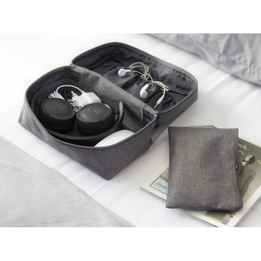 Travel Accessories Bag with extra pouch, BIGSO, Grey in the group Storage / Bathroom storage / Makeup storage at SmartaSaker.se (40607)