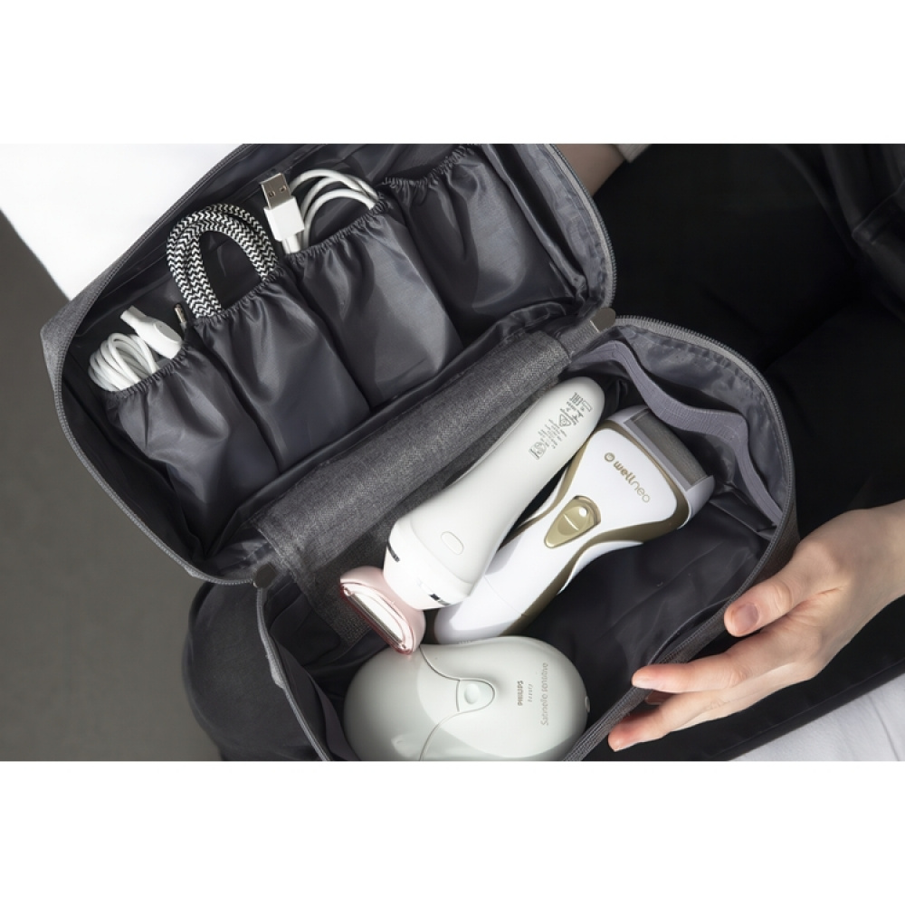 Travel Accessories Bag with extra pouch, BIGSO, Grey in the group Storage / Bathroom storage / Makeup storage at SmartaSaker.se (40607)