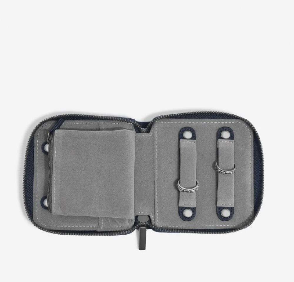 Purse, STACKERS MAN COMPACT JEWELLRY ROLL, 11 x 11 x 2,5 cm, Pebble Navy / Grey in the group Storage / Travel storage at SmartaSaker.se (40611)