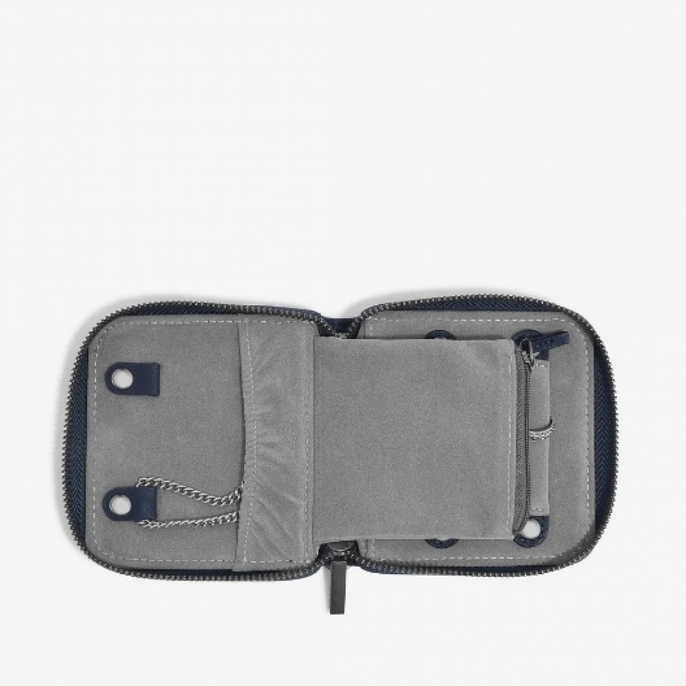 Purse, STACKERS MAN COMPACT JEWELLRY ROLL, 11 x 11 x 2,5 cm, Pebble Navy / Grey in the group Storage / Travel storage at SmartaSaker.se (40611)