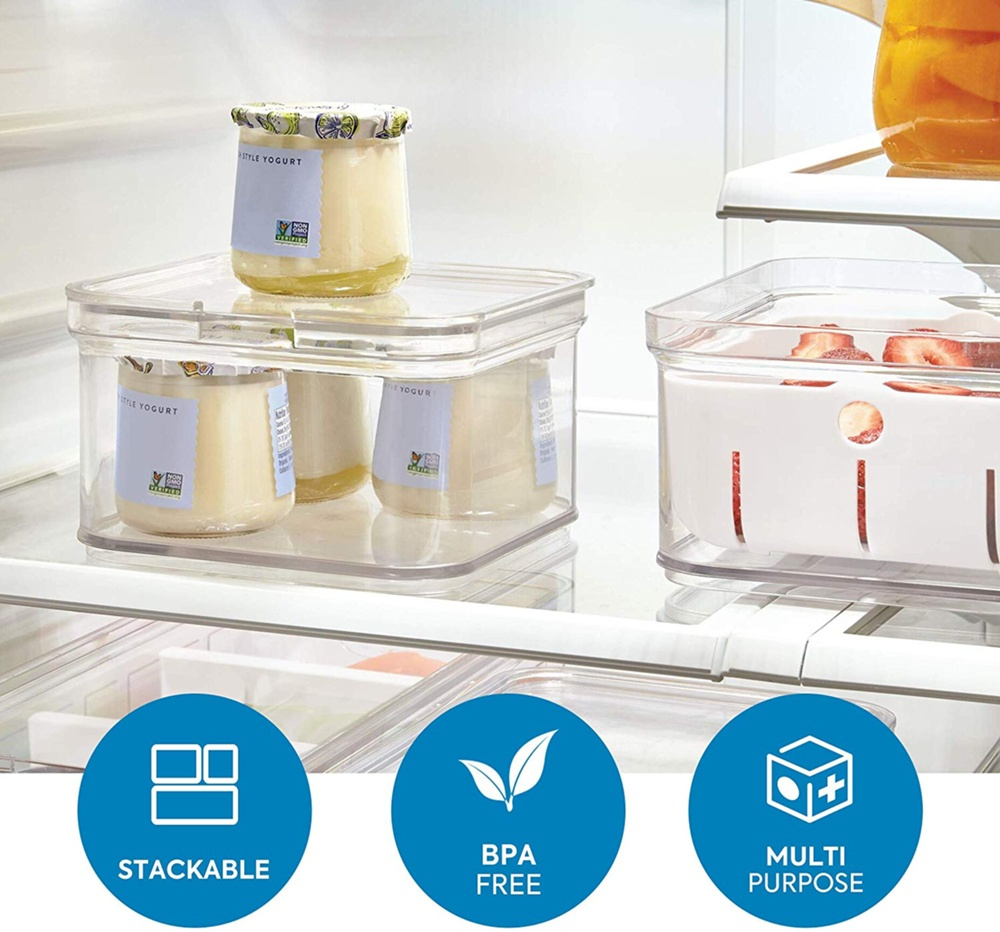 Transparent container, Stackable,ID CRISP, 15,2 x 15,2 x H 9,5 cm, Transparent in the group Storage / Kitchen storage / Fridge storage at SmartaSaker.se (40634)