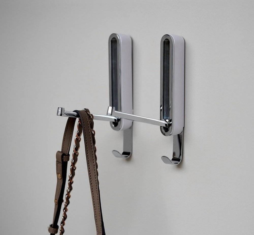 Folding hanger with hook, SIGMA FLIP HOOK, Silver / Red in the group Storage / Wardrobe storage / Hangers and hooks at SmartaSaker.se (40636)