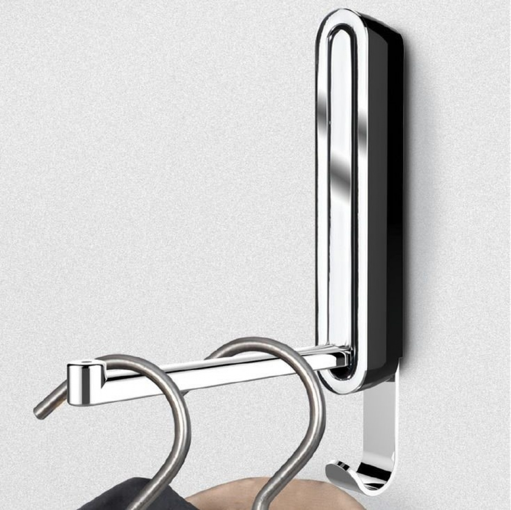 Folding hanger with hook, SIGMA FLIP HOOK, Silver / White in the group Storage / Wardrobe storage / Hangers and hooks at SmartaSaker.se (40638)