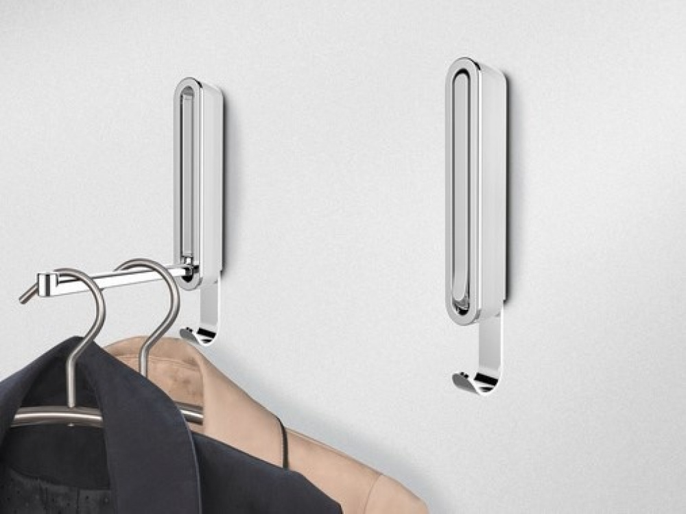 Folding hanger with hook, SIGMA FLIP HOOK, Silver / White in the group Storage / Wardrobe storage / Hangers and hooks at SmartaSaker.se (40638)