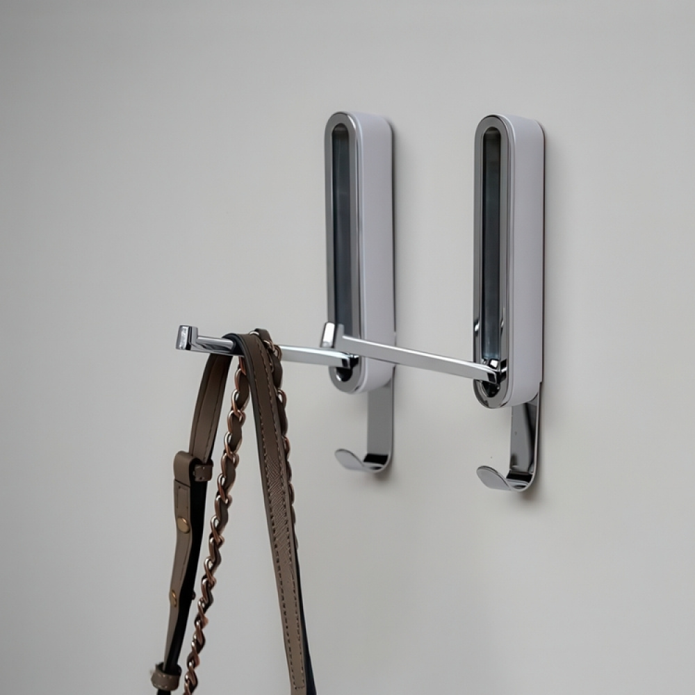 Folding hanger with hook, SIGMA FLIP HOOK, Silver / White in the group Storage / Wardrobe storage / Hangers and hooks at SmartaSaker.se (40638)