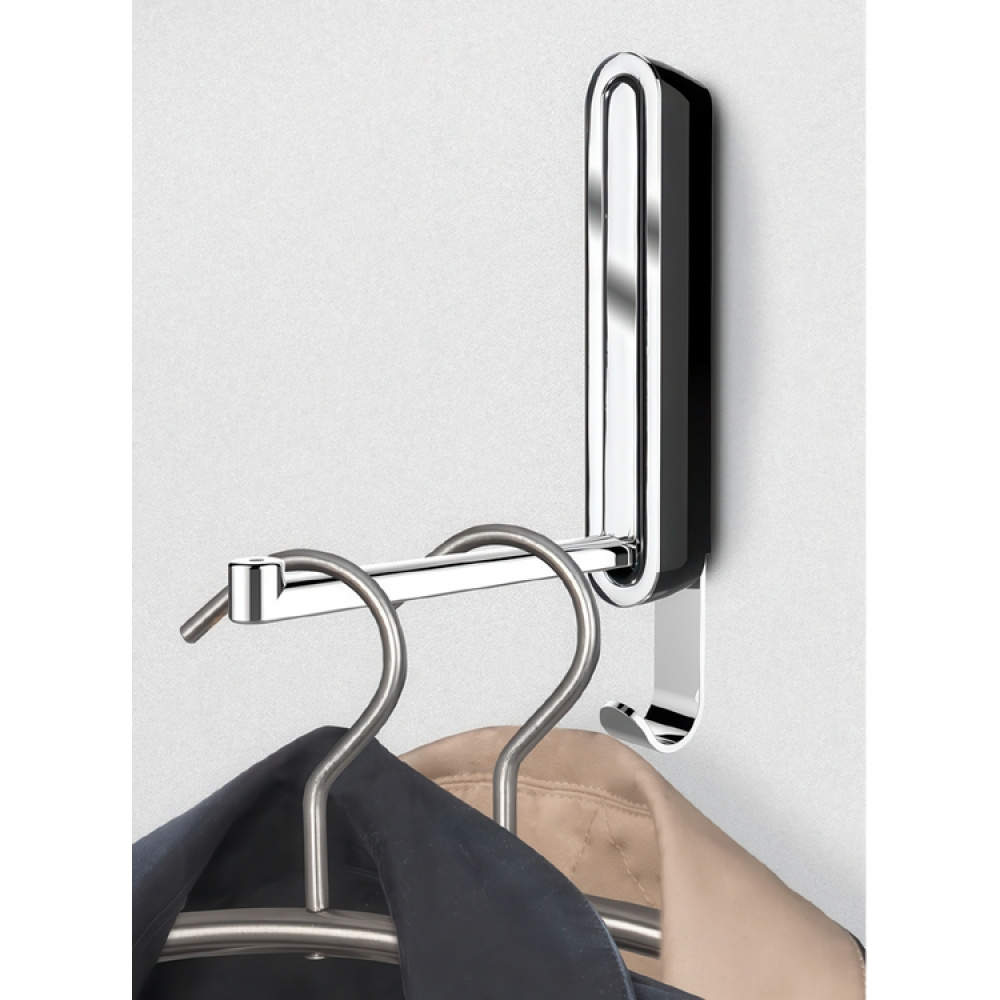 Folding hanger with hook, SIGMA FLIP HOOK, Silver / White in the group Storage / Wardrobe storage / Hangers and hooks at SmartaSaker.se (40638)