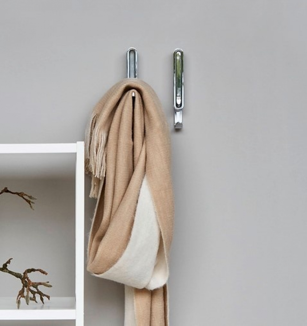 Folding hanger with hook, SIGMA FLIP HOOK, Silver / White in the group Storage / Wardrobe storage / Hangers and hooks at SmartaSaker.se (40638)