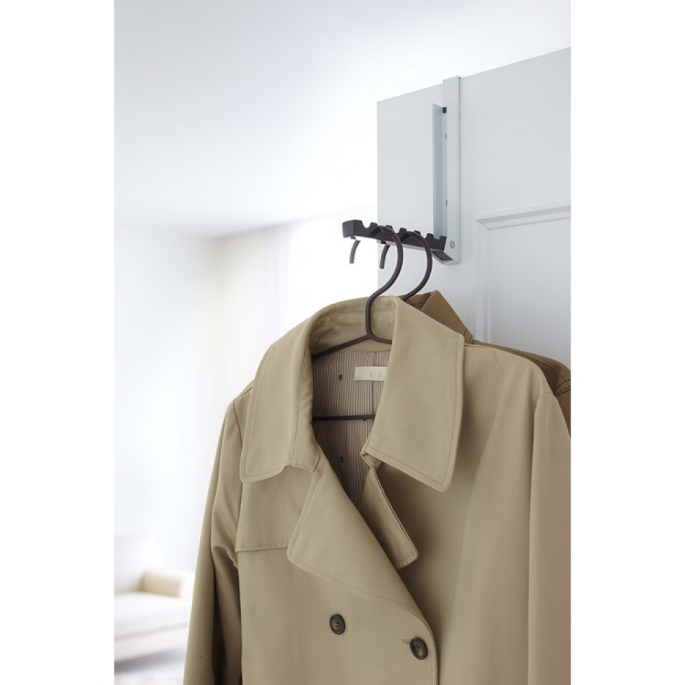 Folding clothes hanger, SMART FOLDING DOOR HANGER, Yamazaki, White / Black in the group Storage / Wardrobe storage / Hangers and hooks at SmartaSaker.se (40640)