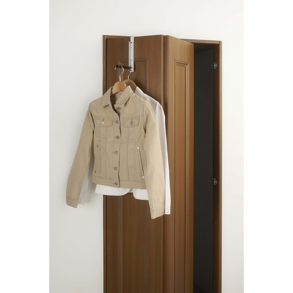 Folding clothes hanger, SMART FOLDING DOOR HANGER, Yamazaki, White / Black in the group Storage / Wardrobe storage / Hangers and hooks at SmartaSaker.se (40640)