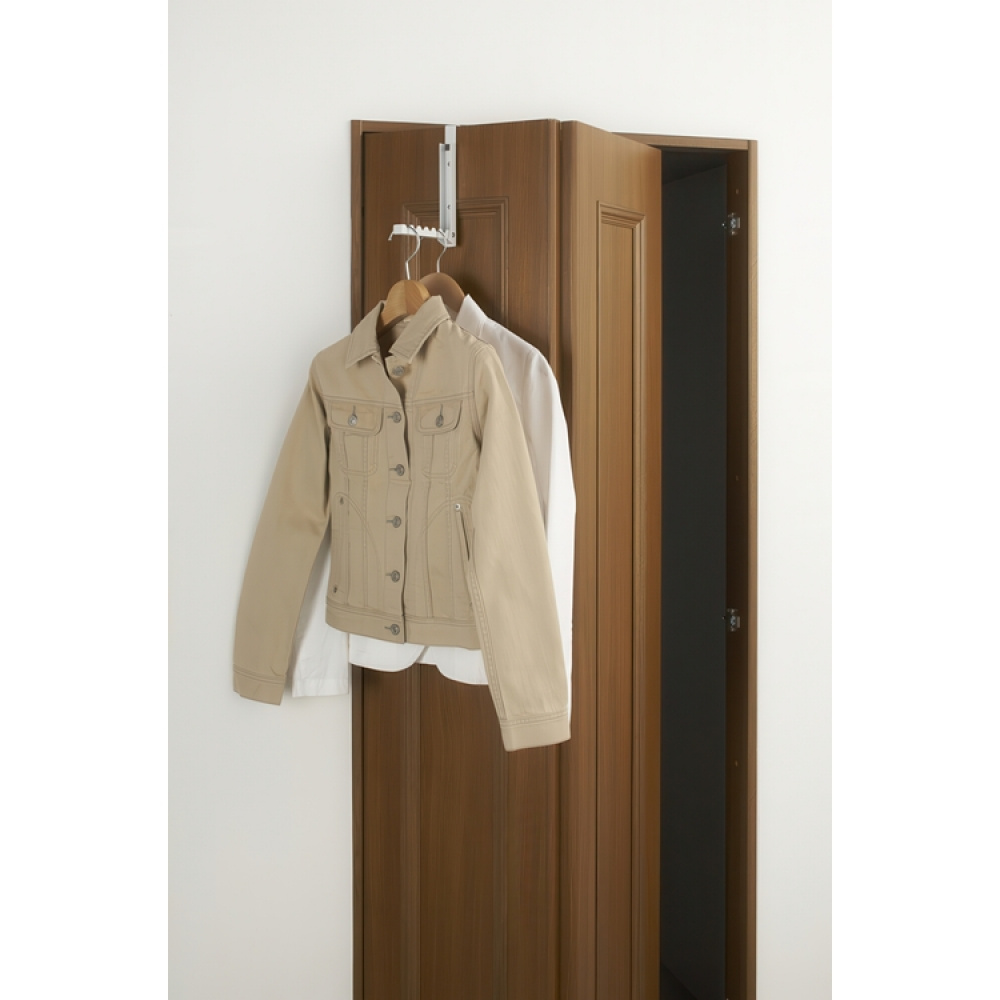 Folding clothes hanger, SMART FOLDING DOOR HANGER, Yamazaki, White in the group Storage / Wardrobe storage / Hangers and hooks at SmartaSaker.se (40641)