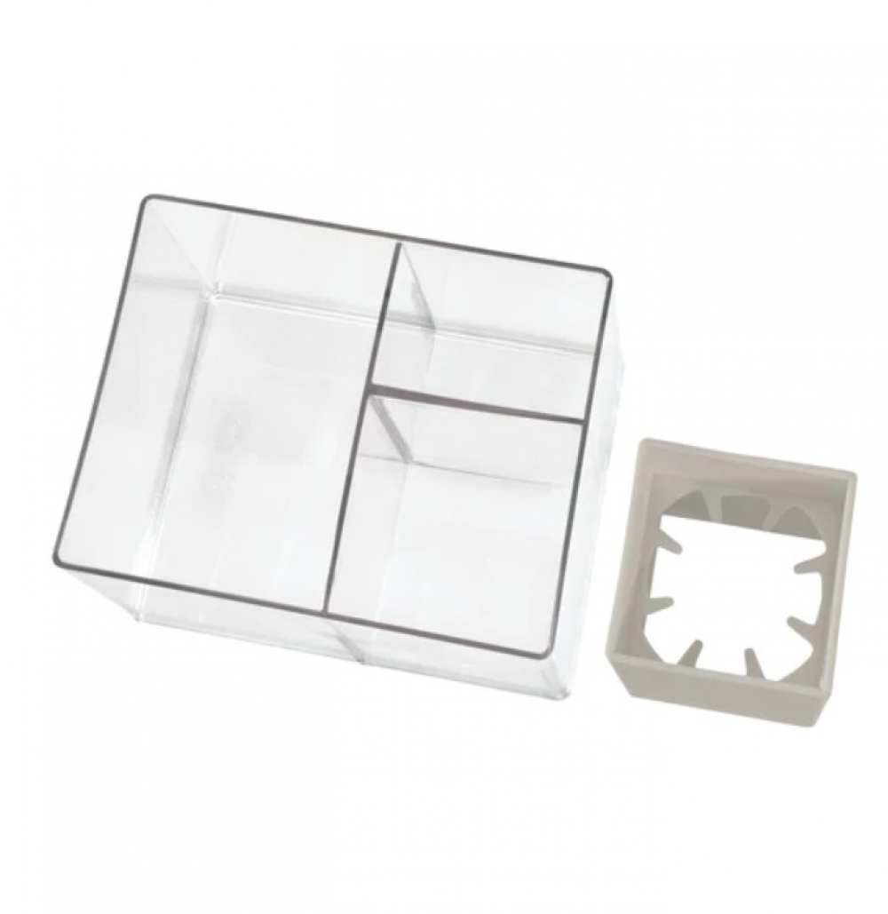 Storage Box, THE HOME EDIT HAIR TOOL HOLDER, 13,3 x 17,1 x H 13,3 cm, Clear / Grey in the group Storage / Bathroom storage at SmartaSaker.se (40648)