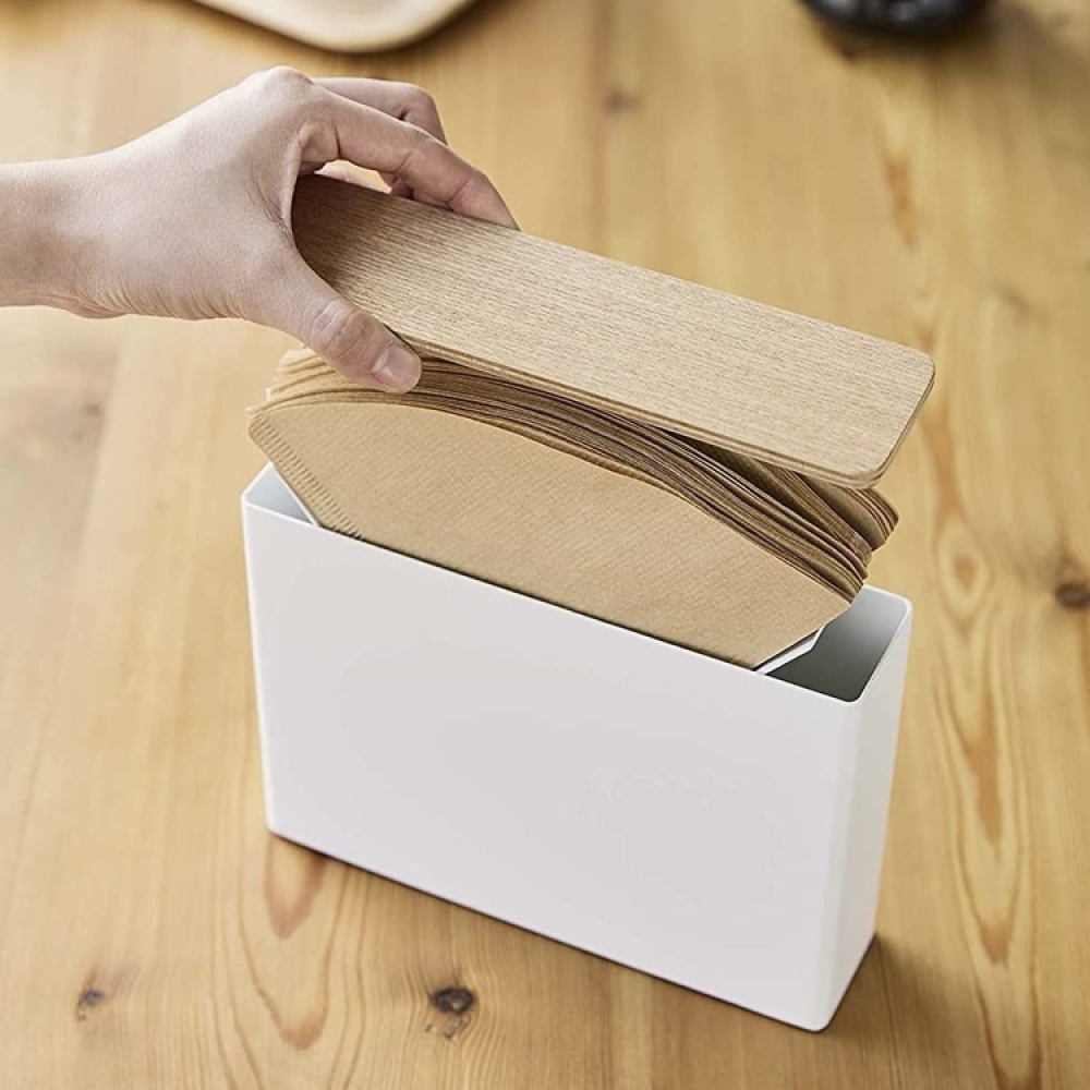 Coffee Filter Storage in Metal / Wood, YAMAZAKI LARGE FILTER CASE, White / Nature in the group Yamazaki at SmartaSaker.se (40649)