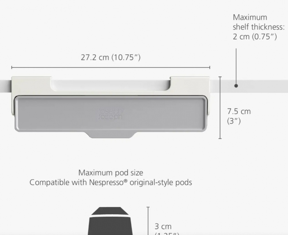 Coffee Pod Drawer, Under Shelf, CUPBOARD STORE, Joseph Joseph, Grey in the group Storage / Kitchen storage / Kitchen cabinet organizers / Under shelf storage at SmartaSaker.se (40650)