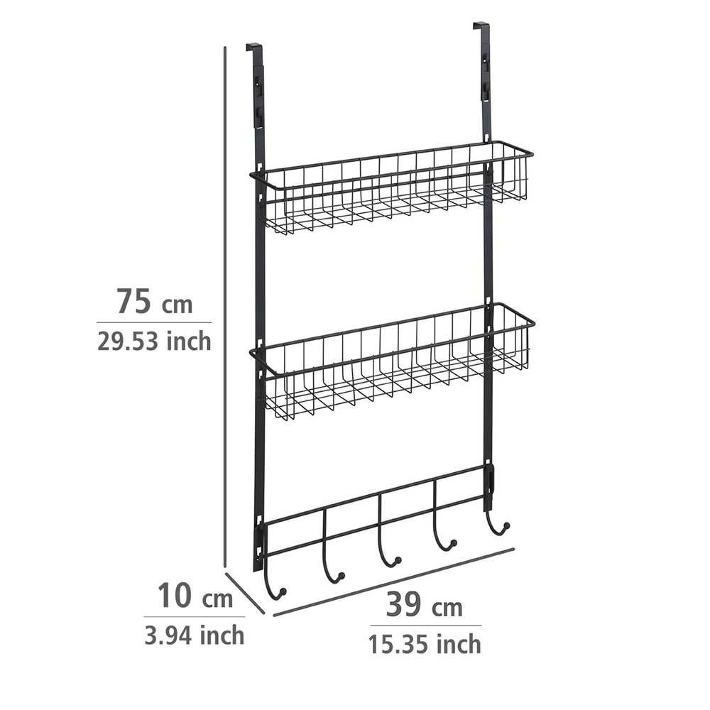 Over-Door Organizer, TÜRREGAL, 39 x 10 x H 75 cm, Black in the group Storage / Bedroom storage / Over door hooks at SmartaSaker.se (40656)