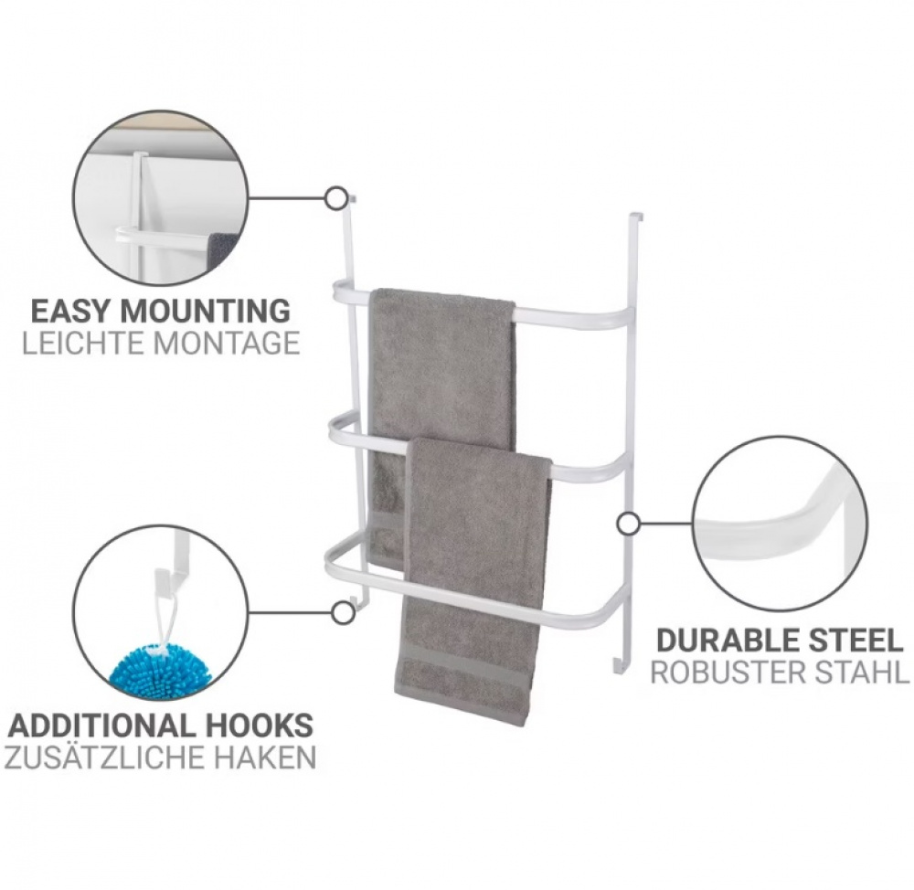 Over-Door Organizer, TOWEL RAIL, 54,5 x 21,5 x H 77,5 cm, White in the group Storage / Bathroom storage at SmartaSaker.se (40657)