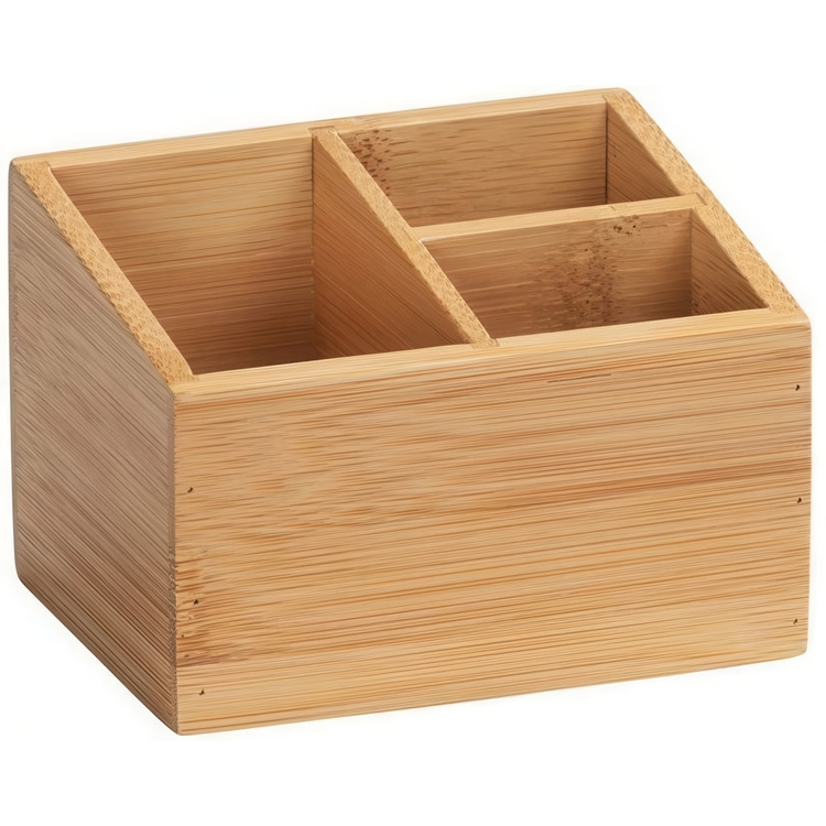Storage Box in Bamboo, 3 compartments, TERRA, 12 x 9 x H 8,5 cm, Nature in the group Storage / Storage boxes / Mini organizers at SmartaSaker.se (40659)