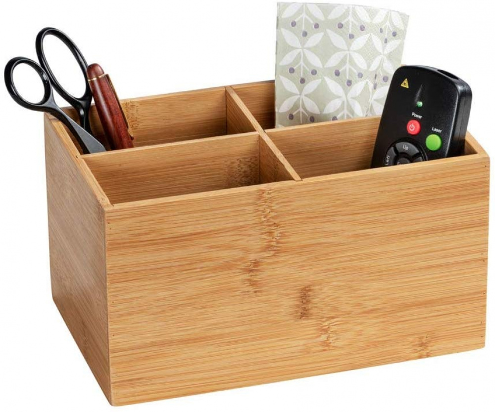 Storage Box in Bamboo, 4 compartments, TERRA, 22 x 14 x H12 cm, Nature in the group Storage / Storage boxes at SmartaSaker.se (40660)