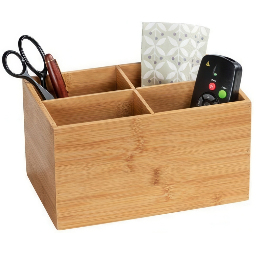 Storage Box in Bamboo, 4 compartments, TERRA, 22 x 14 x H12 cm, Nature in the group Storage / Storage boxes at SmartaSaker.se (40660)