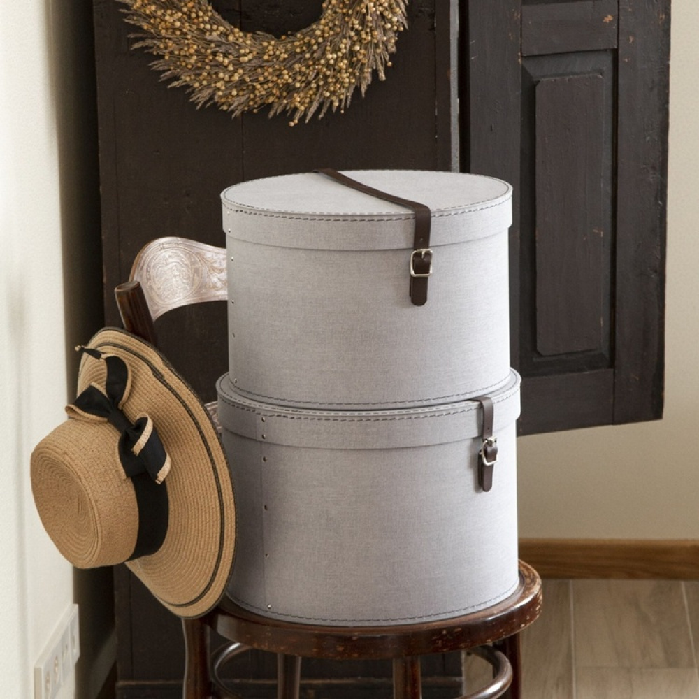 Storage boxes, Round, Set of 2, BIGSO RUT CANVAS, Ø 37,5 och Ø 35,5 in the group Storage / Storage boxes at SmartaSaker.se (40662)