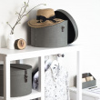 Storage boxes, Round, Set of 2, BIGSO RUT CANVAS, Ø 37,5 och Ø 35,5