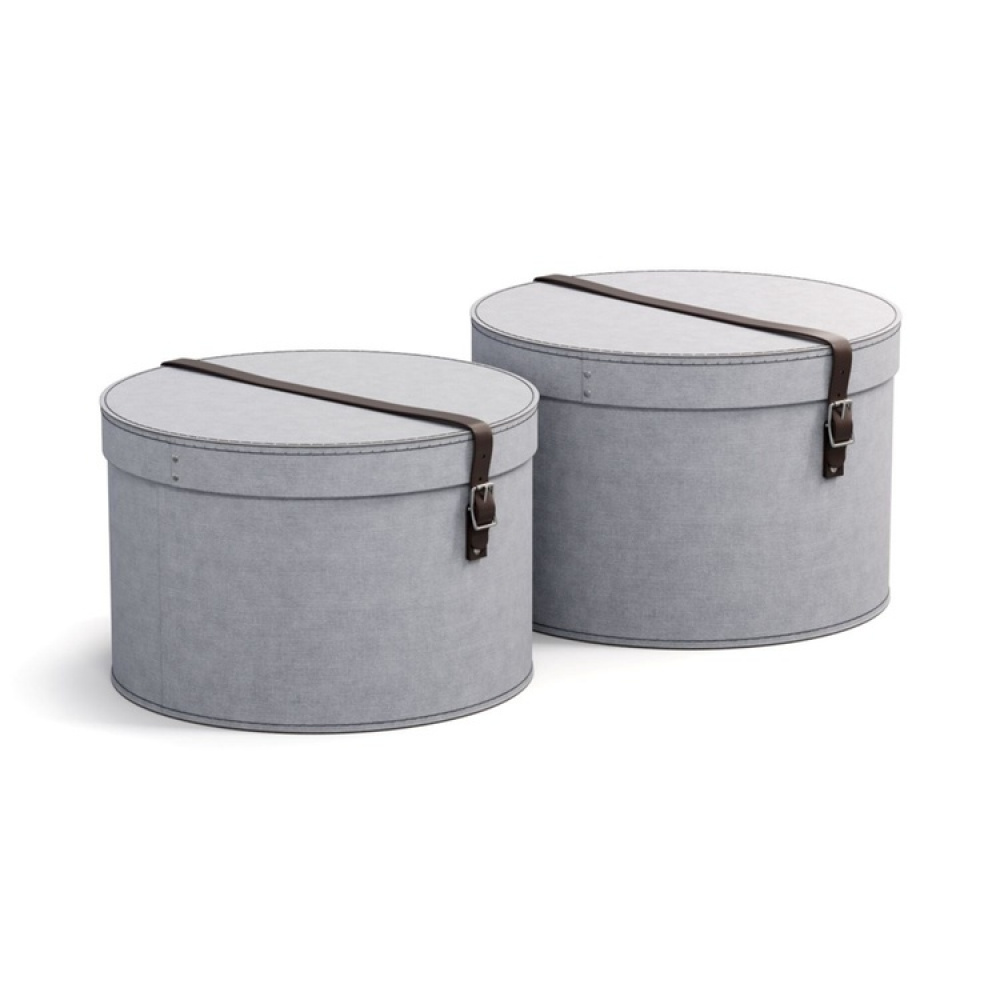 Storage boxes, Round, Set of 2, BIGSO RUT CANVAS, Ø 37,5 och Ø 35,5 in the group Storage / Storage boxes at SmartaSaker.se (40662)