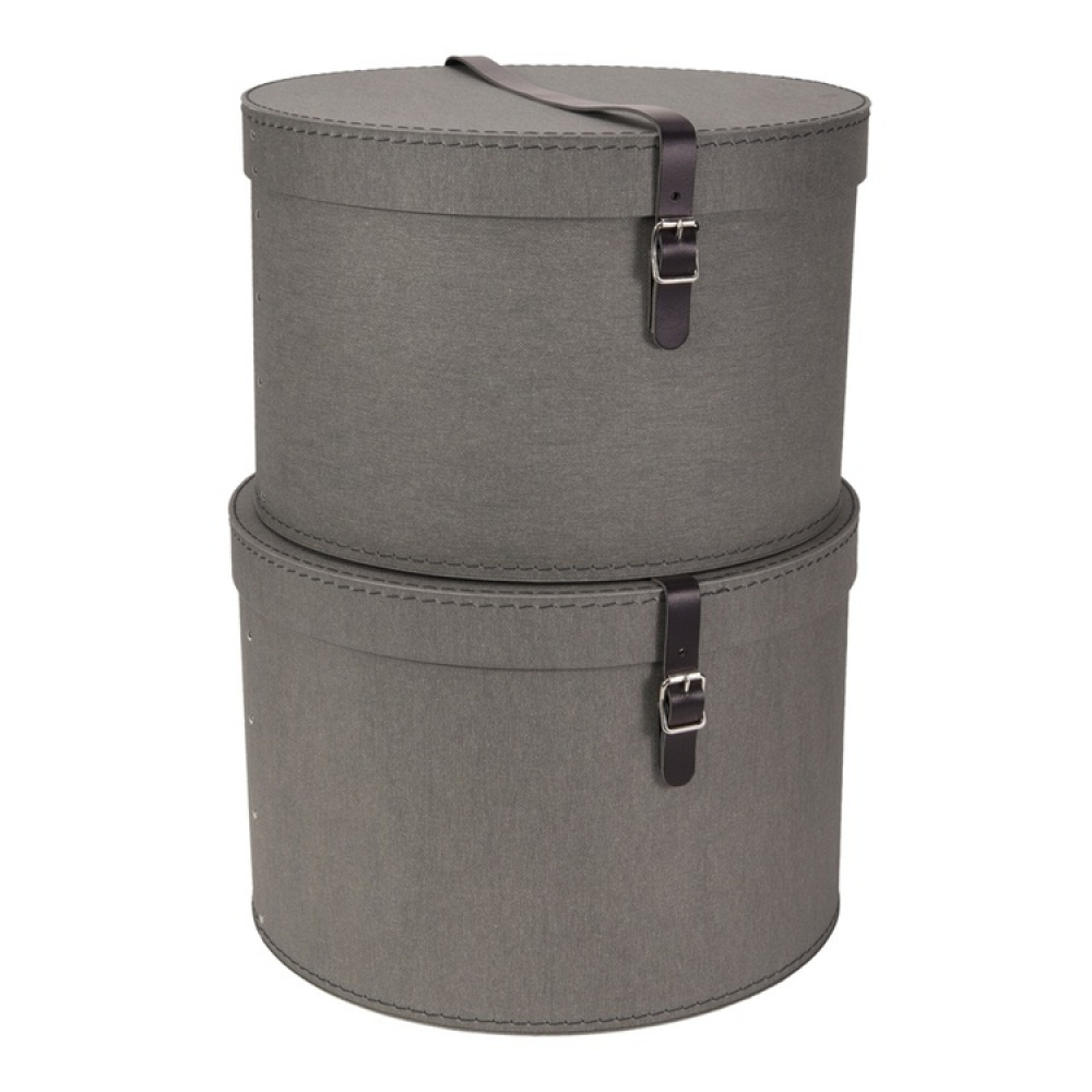 Storage boxes, Round, Set of 2, BIGSO RUT CANVAS, Ø 37,5 och Ø 35,5 in the group Storage / Storage boxes at SmartaSaker.se (40662)