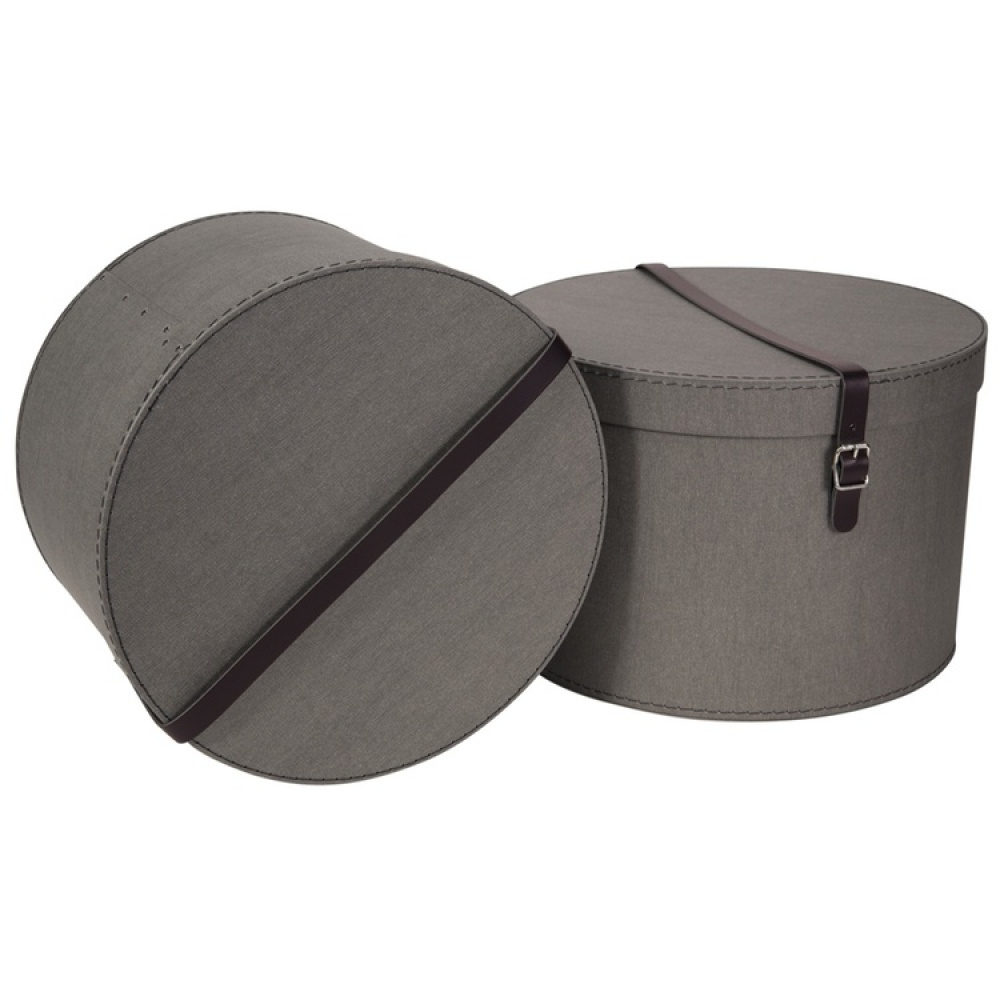 Storage boxes, Round, Set of 2, BIGSO RUT CANVAS, Ø 37,5 och Ø 35,5 in the group Storage / Storage boxes at SmartaSaker.se (40662)