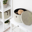 Storage boxes, Round, Set of 2, BIGSO RUT CANVAS, Ø 37,5+ Ø 35,5