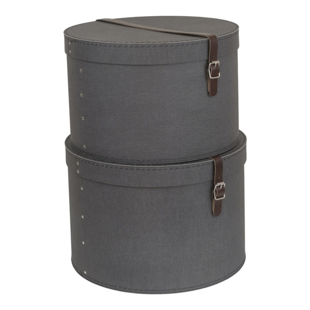 Storage boxes, Round, Set of 2, BIGSO RUT CANVAS, Ø 37,5+ Ø 35,5 in the group Storage / Storage boxes / BigSo storage boxes at SmartaSaker.se (40663)