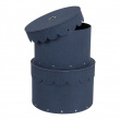 Round storage box 2 drawers, Wilma canvas, Bigso, blue