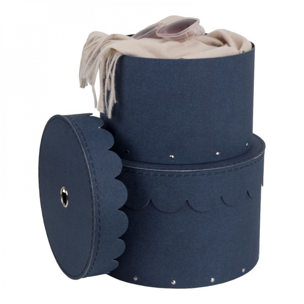 Round storage box 2 drawers, Wilma canvas, Bigso, blue in the group Storage / Storage boxes / Bigso storage boxes at SmartaSaker.se (40665-bl)