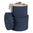 Round storage box 2 drawers, Wilma canvas, Bigso, blue