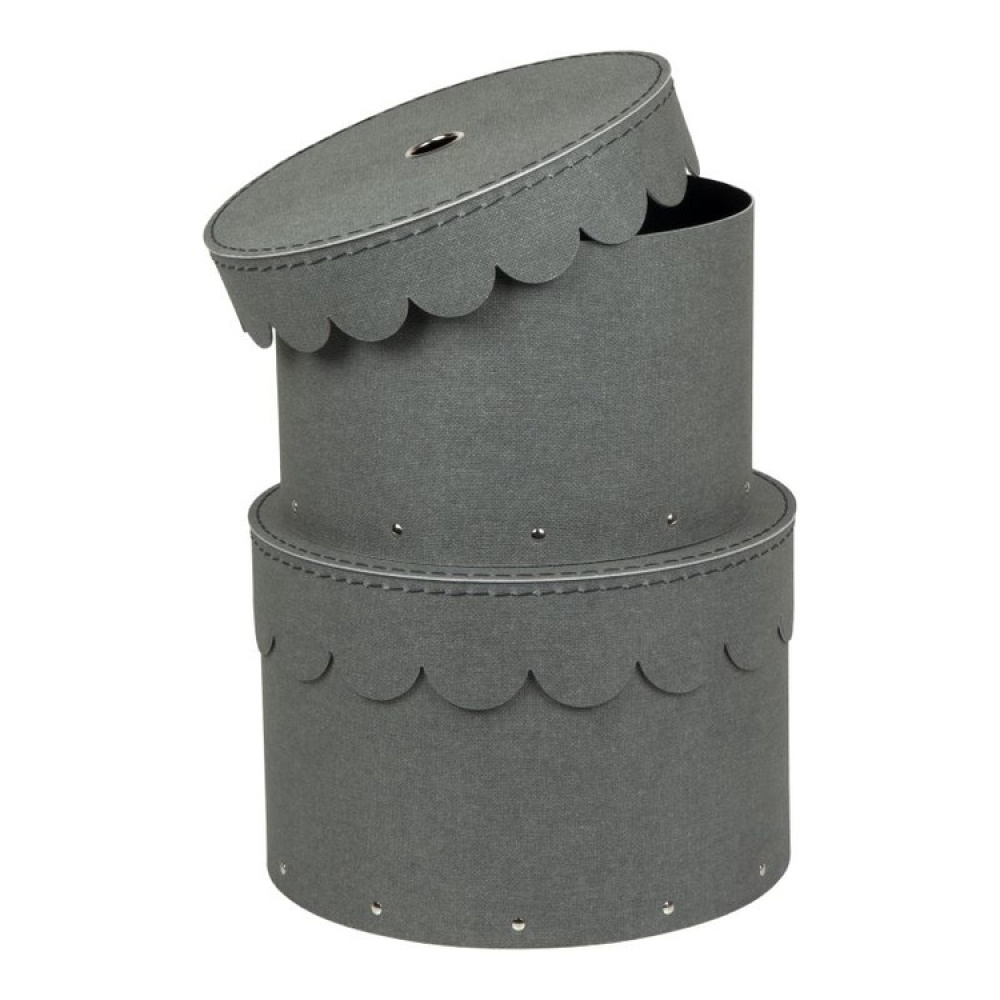 Round storage box 2 drawers, Wilma canvas, Bigso in the group Storage / Storage boxes / Bigso storage boxes at SmartaSaker.se (40665)