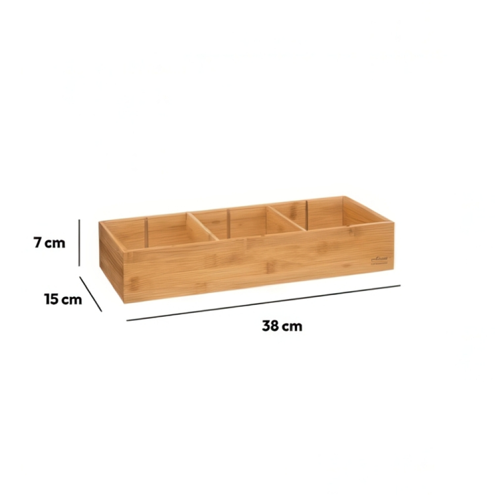 Storage Tray in Bamboo, With dividers, TIDY SMART, 15 x 38 x H 7 cm, Nature in the group Storage / Storage boxes / Mini organizers at SmartaSaker.se (40672)