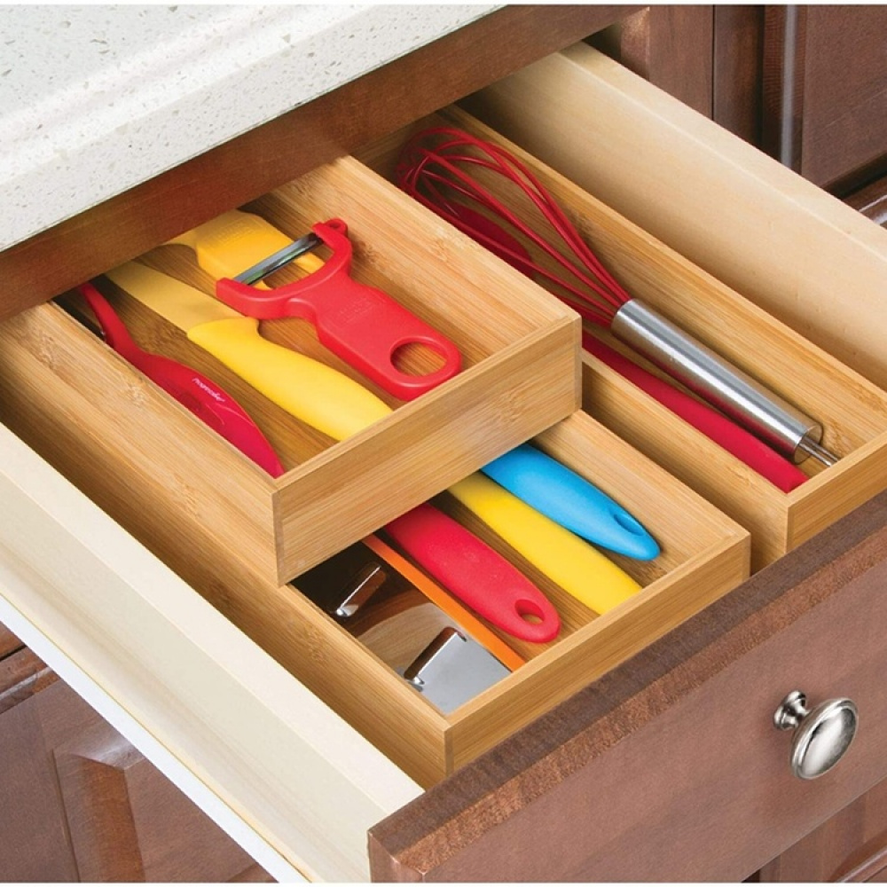 Storage Tray in Bamboo, Stackable, FORMBU DRAWER ORGANIZER, 38 x 15,3 x H 5,1 cm, Nature in the group Storage / Storage boxes / Mini organizers at SmartaSaker.se (40675)